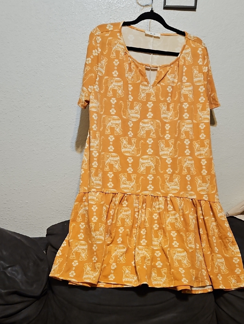 Women’s Mustard Yellow Printed Midi Dress